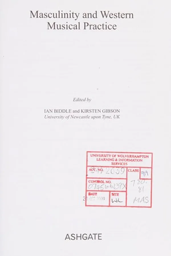 Capa de Masculinity and western musical practice