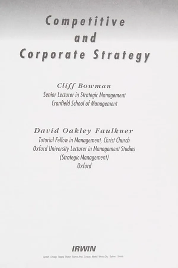 Capa de Competitive and corporate strategy