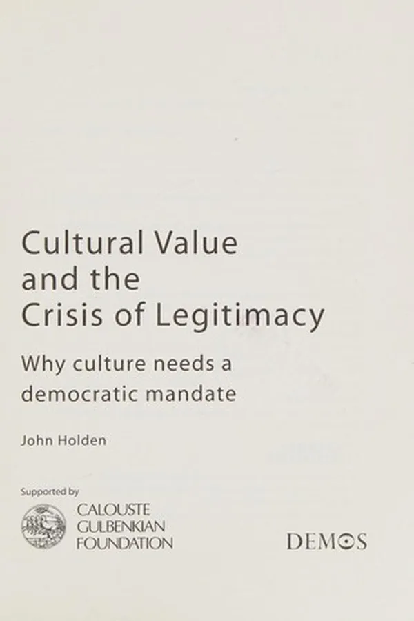 Capa de Cultural value and the crisis of legitimacy