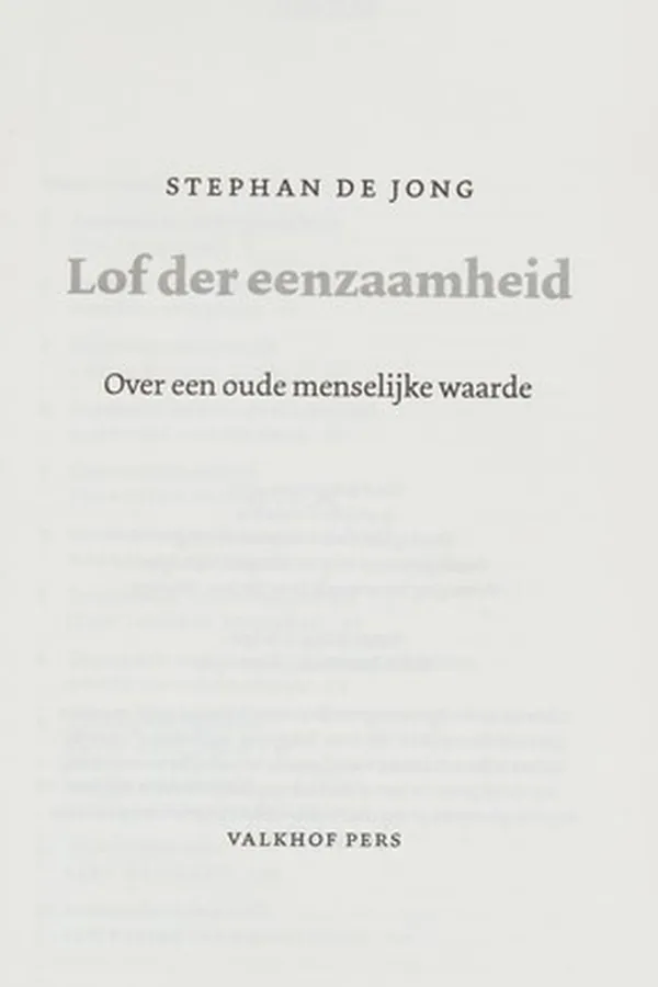 Capa de Lof der eenzaamheid