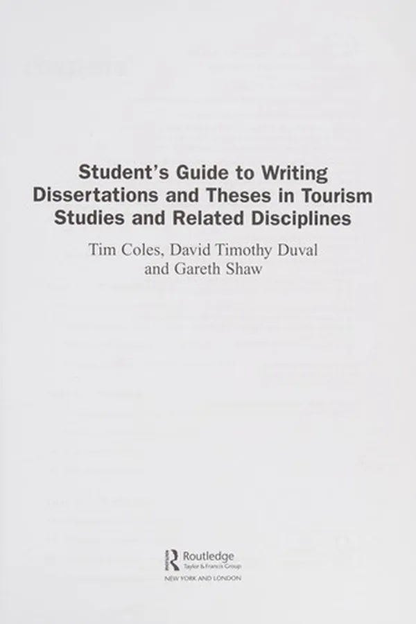 Capa de Student's guide to writing dissertations and theses in tourism studies and related disciplines