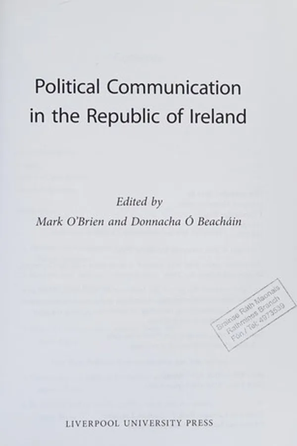 Capa de Political communication in the Republic of Ireland