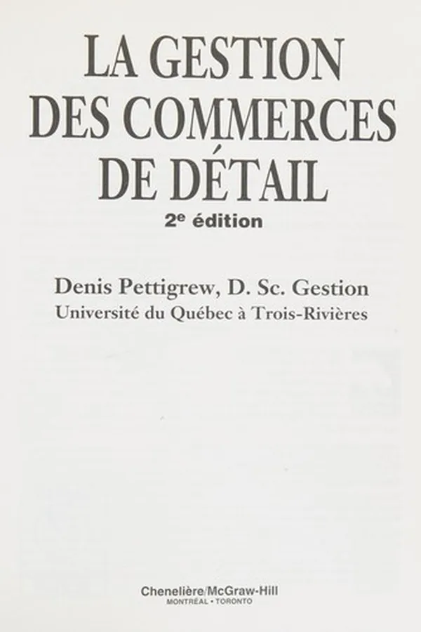 Capa de La gestion des commerces de détail