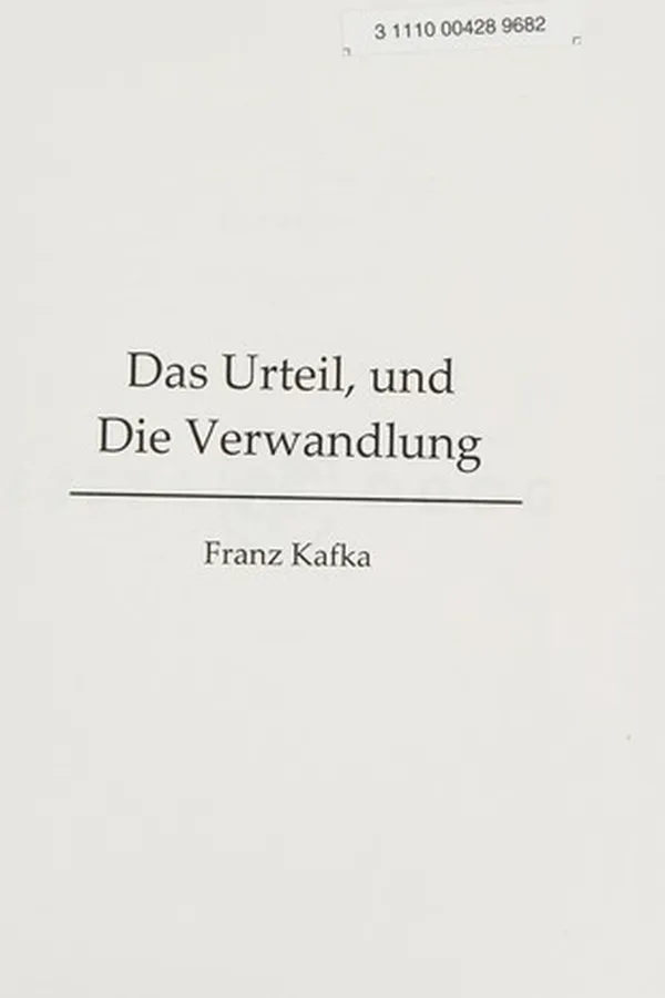 Capa de Das Urteil, und die verwandlung
