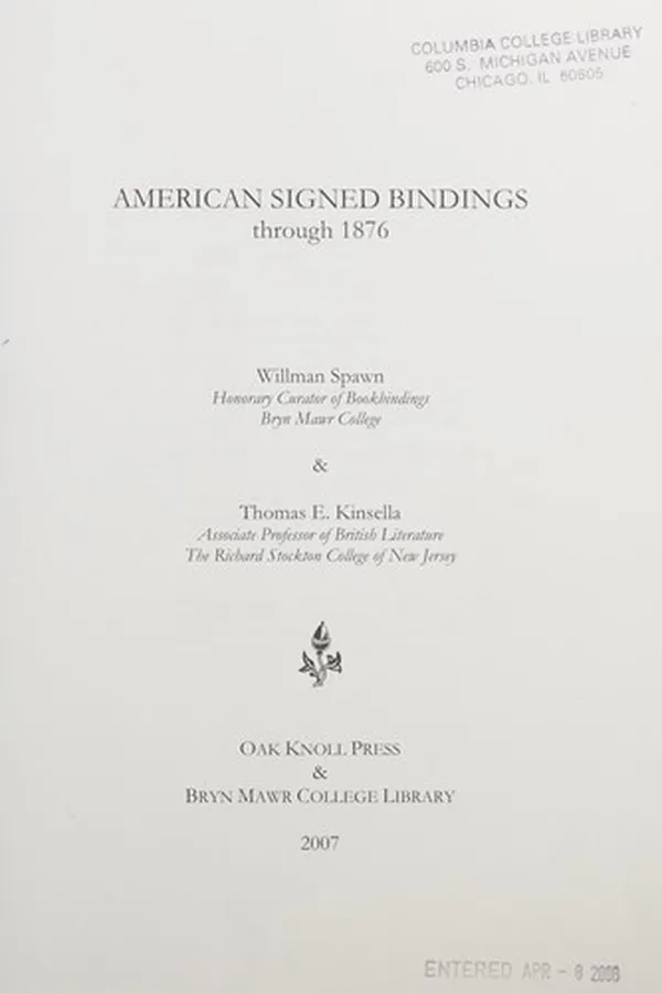 Capa de American signed bindings through 1876