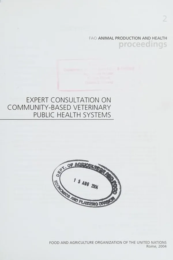 Capa de Expert Consultation on Community-Based Veterinary Public Health Systems