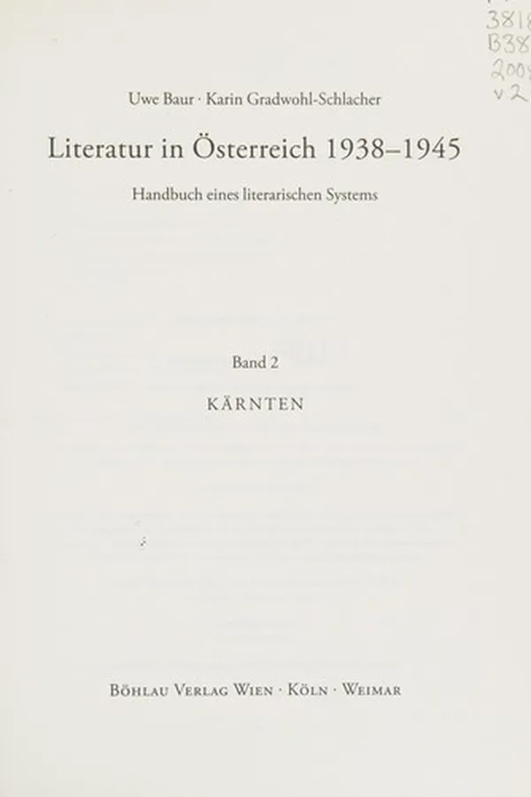 Capa de Literatur in Österreich 1938-1945, Kärnten