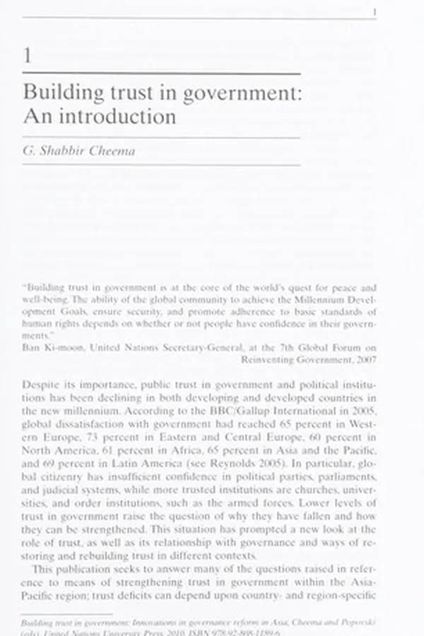 Capa de Building trust in government