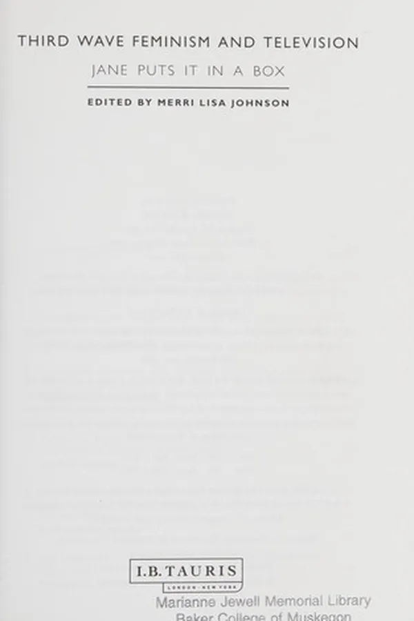 Capa de THIRD WAVE FEMINISM AND TELEVISION: JANE PUTS IT IN A BOX; ED. BY MERRI LISA JOHNSON