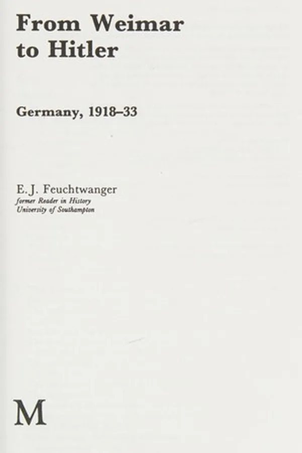 Capa de From Weimar to Hitler