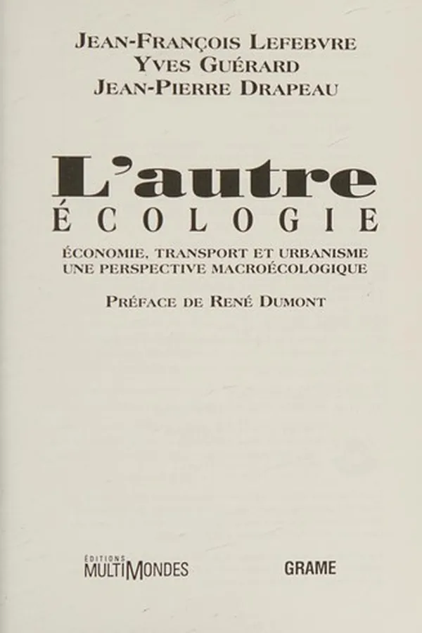 Capa de L' autre écologie