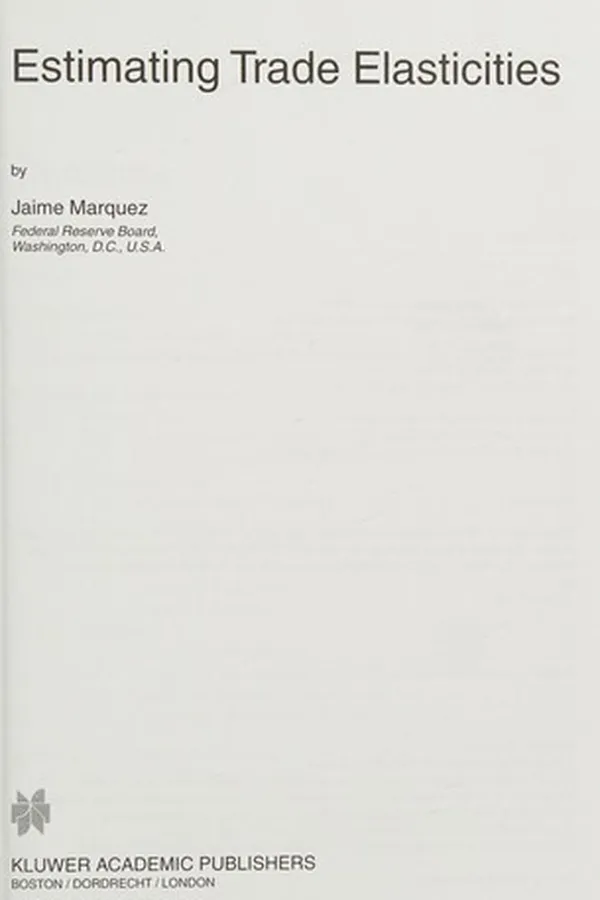 Cover of Estimating trade elasticities