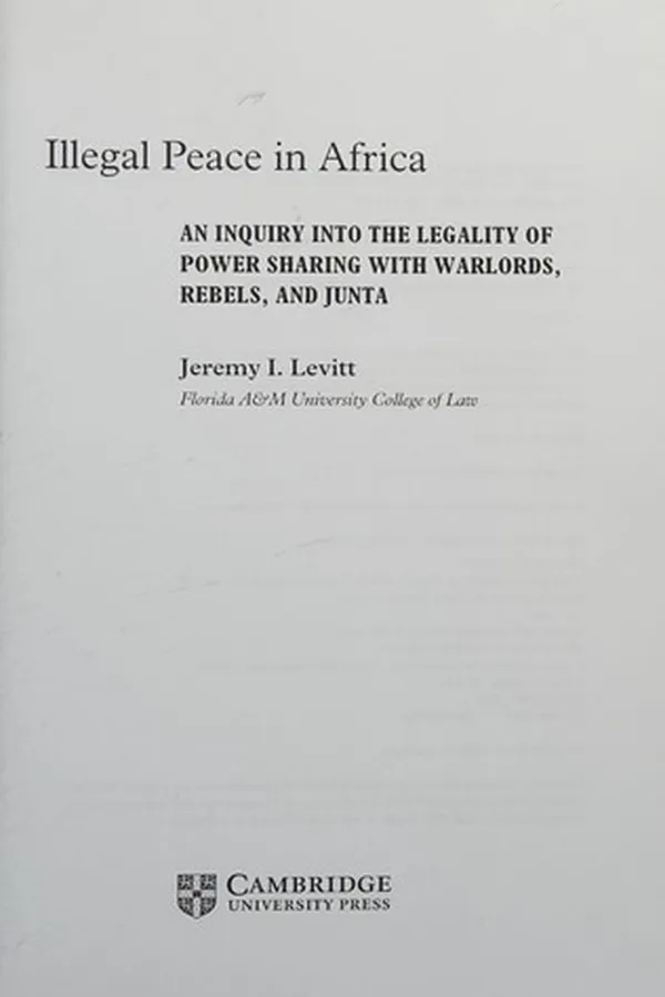 Capa de Illegal peace in Africa