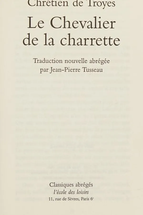 Capa de Le chevalier de la charrette