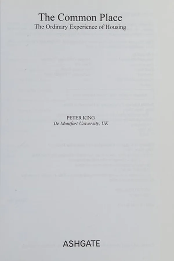 Capa de COMMON PLACE: THE ORDINARY EXPERIENCE OF HOUSING