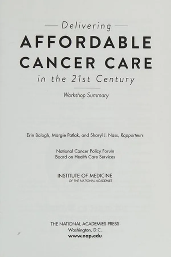 Capa de Delivering Affordable Cancer Care in the 21st Century