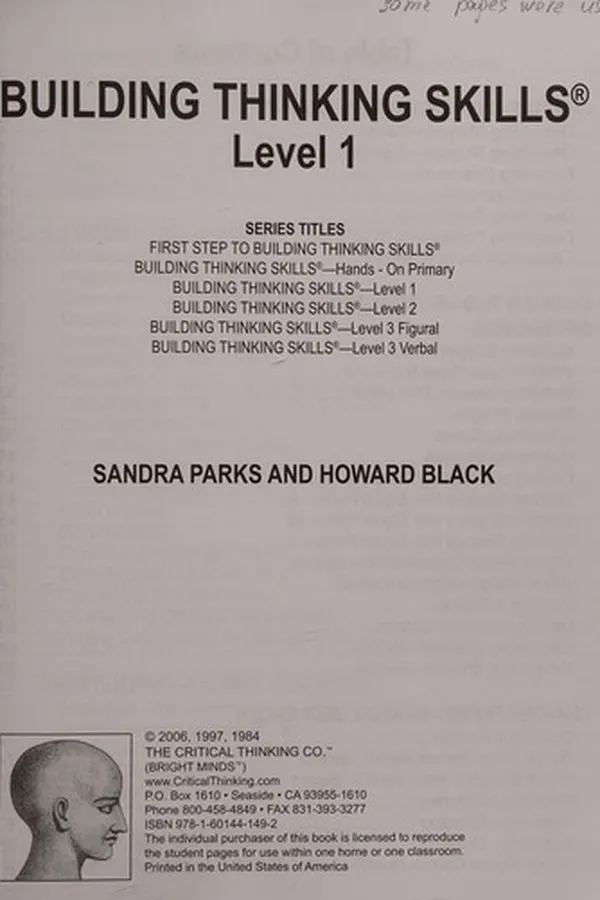Capa de Building thinking skills level 1