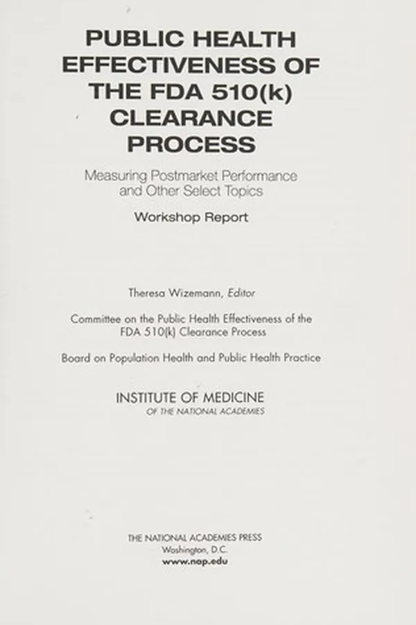 Capa de Public health effectiveness of FDA 510(k) clearance process