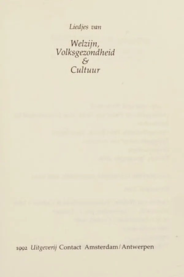 Capa de Liedjes van welzijn, volksgezondheid & cultuur