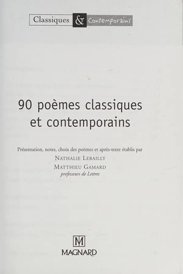 Capa de 90 poèmes classiques et contemporains
