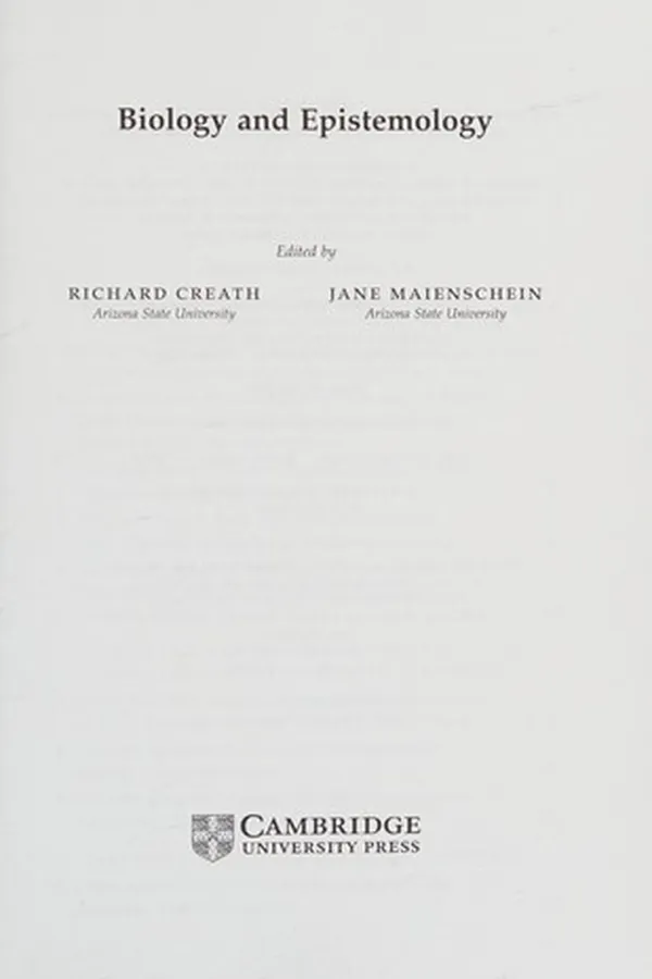 Capa de Biology and epistemology