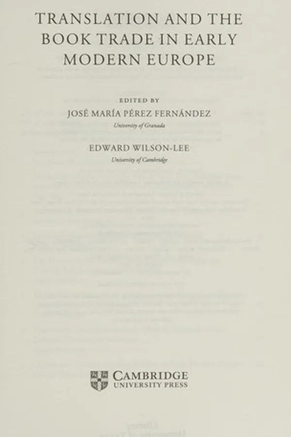 Capa de Translation and the book trade in early modern Europe