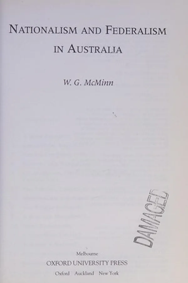 Capa de Nationalism and federalism in Australia