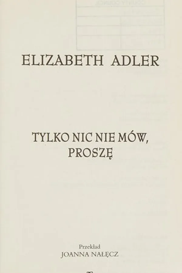 Capa de Tylko nic nie mów, proszę
