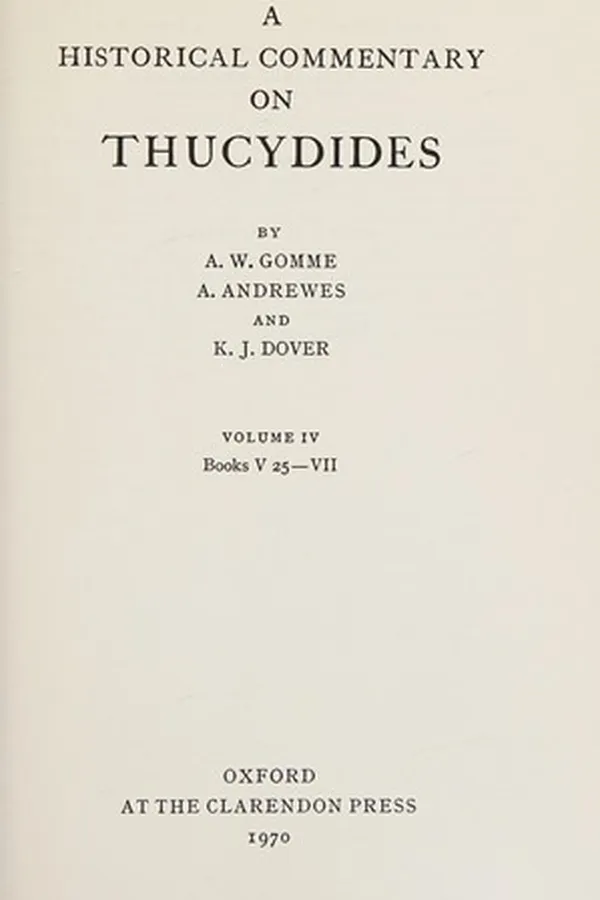 Capa de A historical commentary on Thucydides