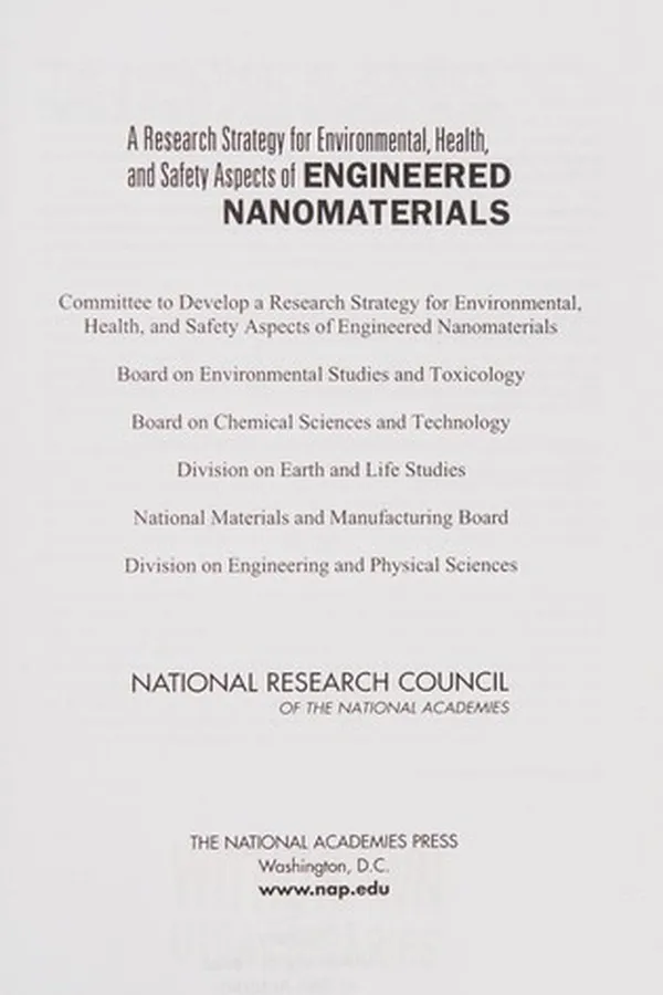 Capa de A research strategy for environmental, health and safety aspects of engineered nanomaterials