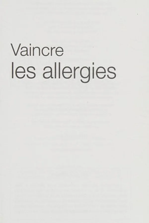 Capa de Vaincre les allergies
