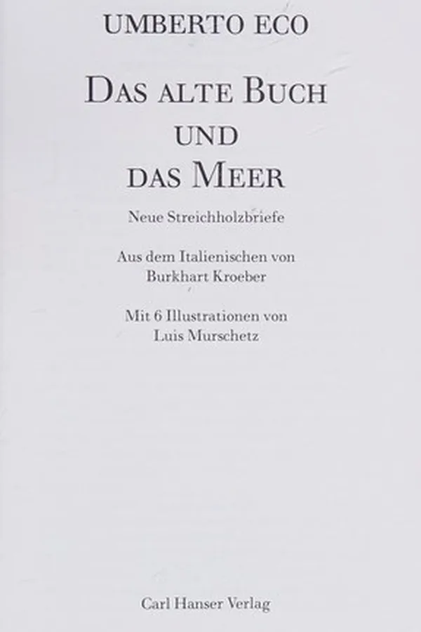Capa de Das alte Buch und das Meer