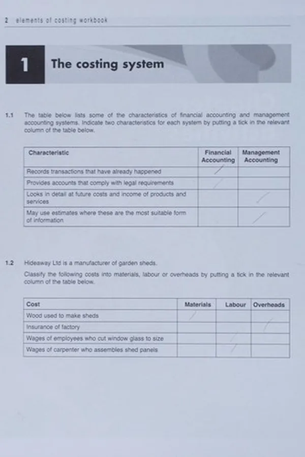 Capa de Elements of costing workbook