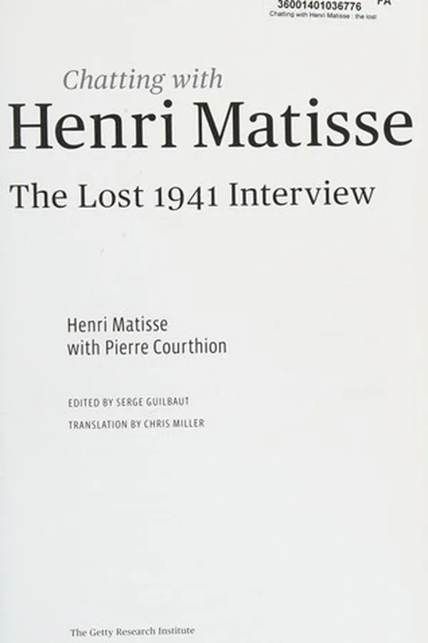 Capa de Chatting with Henri Matisse