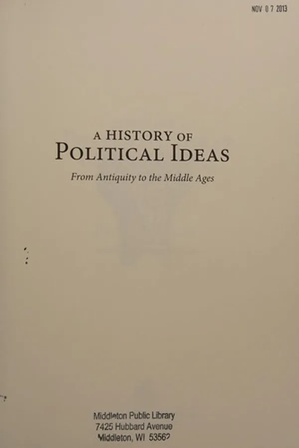 Capa de A history of political ideas from antiquity to the Middle Ages