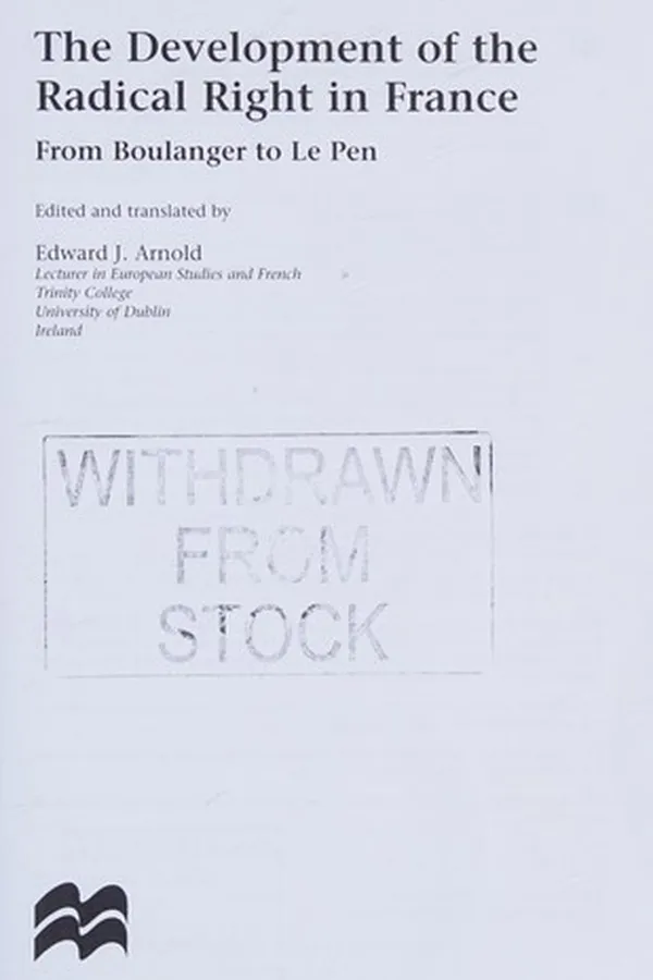 Capa de The development of the Radical Right in France