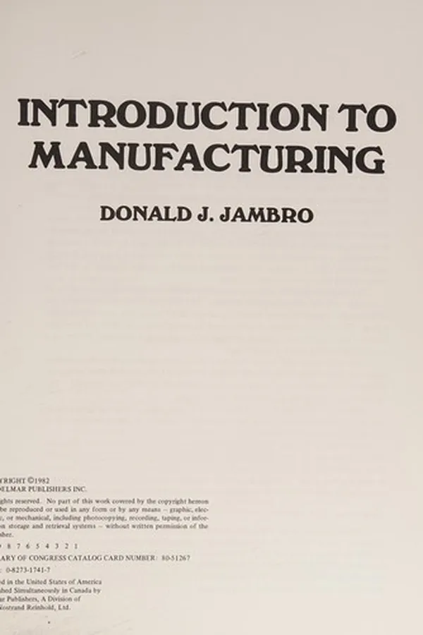 Capa de Introduction to manufacturing
