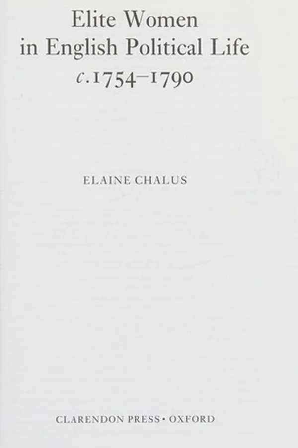 Capa de ELITE WOMEN IN ENGLISH POLITICAL LIFE, C. 1754-1790