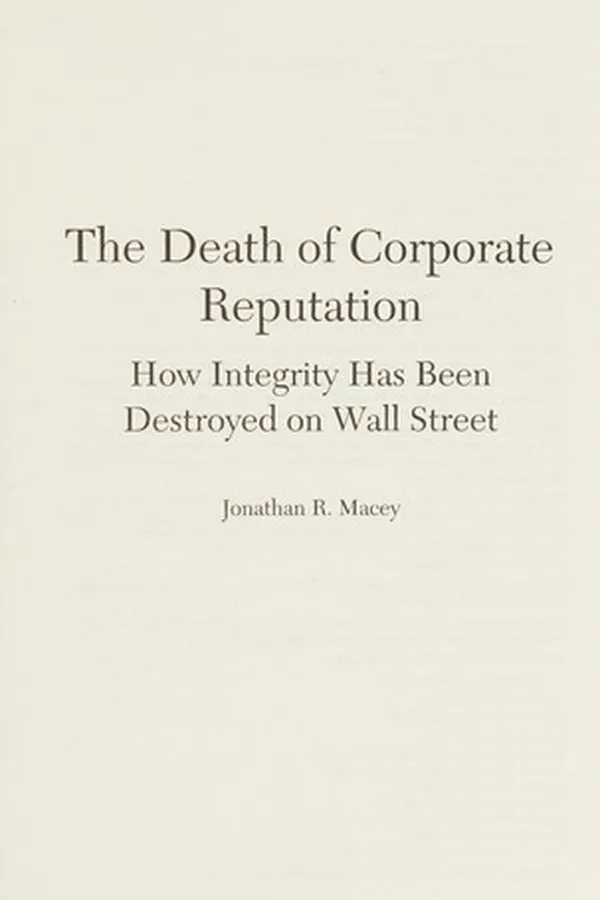 Capa de Death of Corporate Reputation