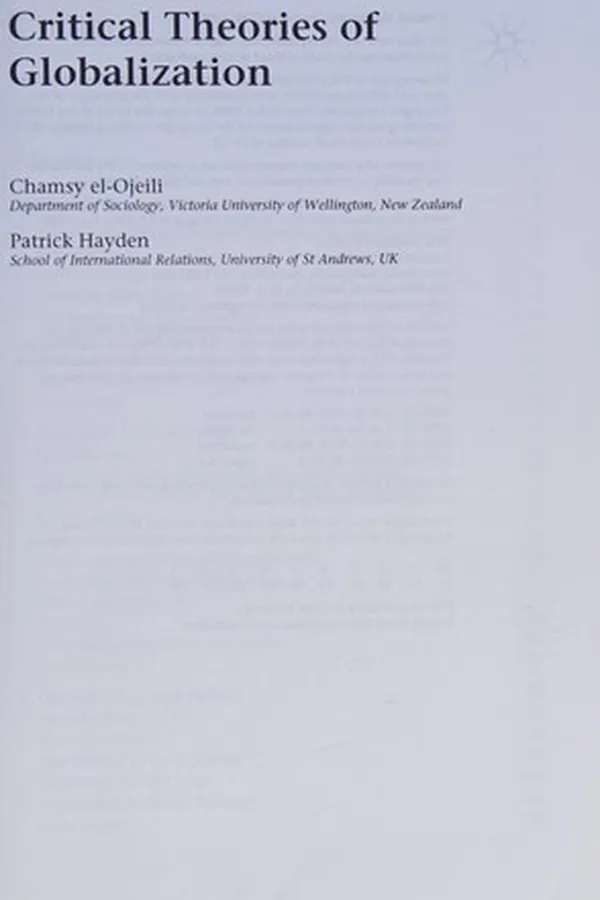 Capa de Critical theories of globalization