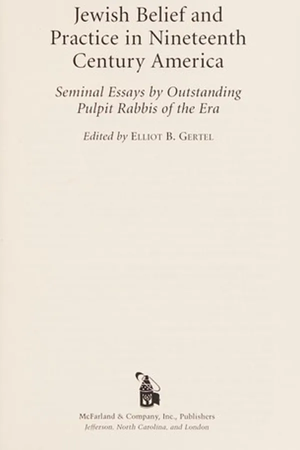 Capa de Jewish belief and practice in nineteenth century America