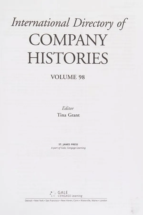 Capa de International directory of company histories. Vol. 98