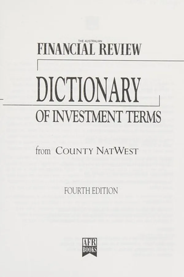 Capa de The Australian financial review dictionary of investment terms from County NatWest