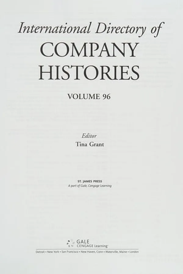 Capa de International directory of company histories. Vol. 96