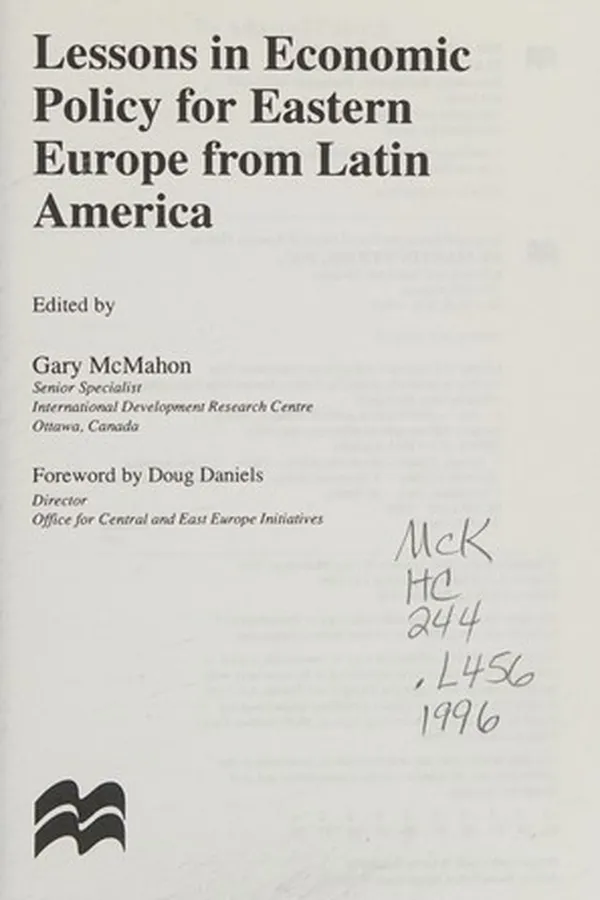 Capa de Lessons in economic policy for Eastern Europe from Latin America