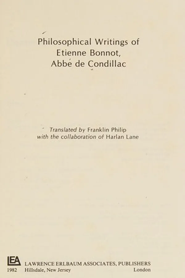 Capa de Philosophical writings of Etienne Bonnot, abbé de Condillac