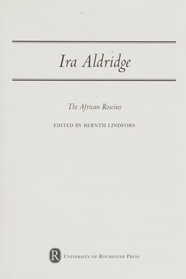 Capa de Ira Aldridge, the African Roscius