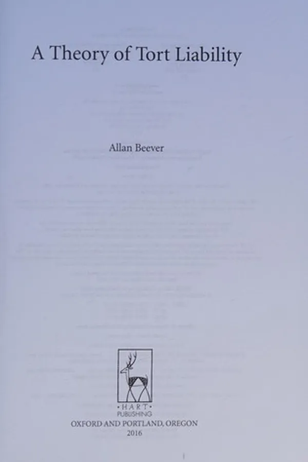 Capa de Theory of Tort Liability