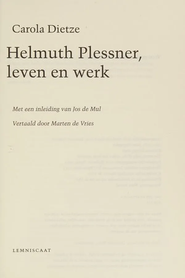 Capa de Helmuth Plessner, leven en werk