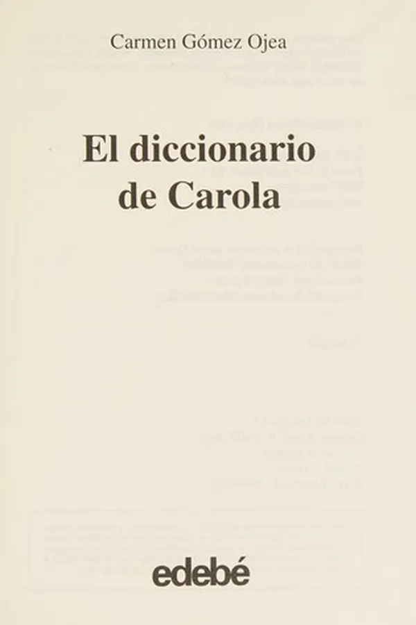 Capa de El diccionario de Carola